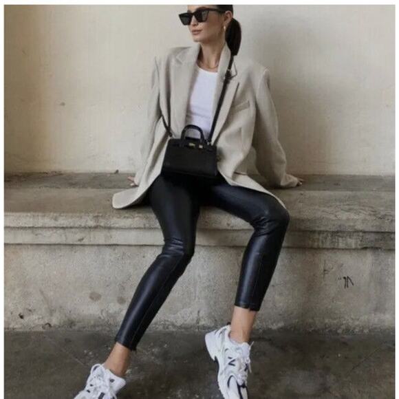 Zara Faux Leather Leggings Size XS Womens Black High Rise NWT Blogger Favorite - Picture 11 of 11